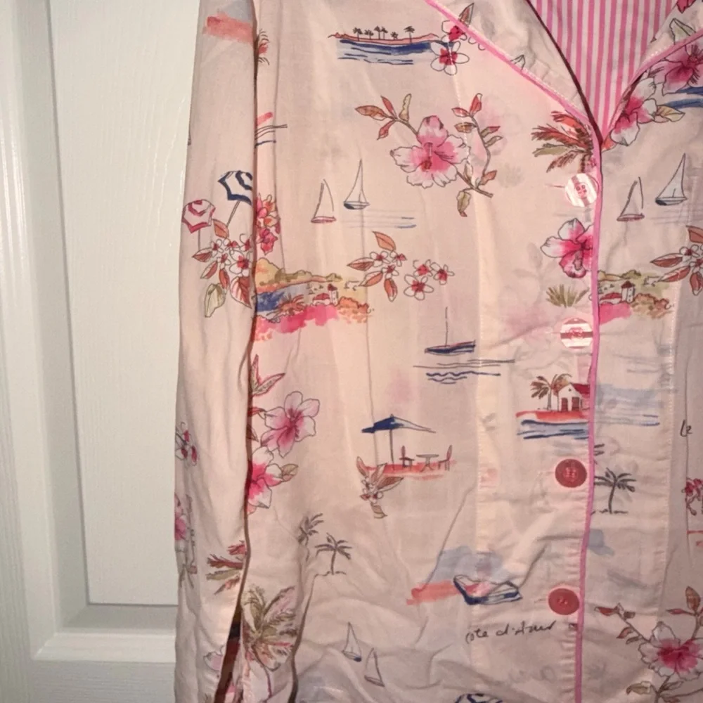 PJ Salvage Pajama Set Size S Pink Beach Print 2PC Sleep & Lounge - Picture 4 of 13